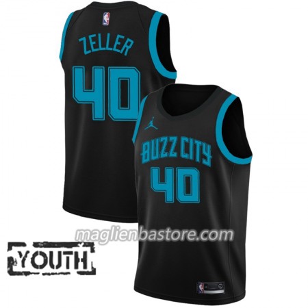 Maglia NBA Charlotte Hornets Cody Zeller 40 2018-19 Jordan Brand City Edition Nero Swingman - Bambino